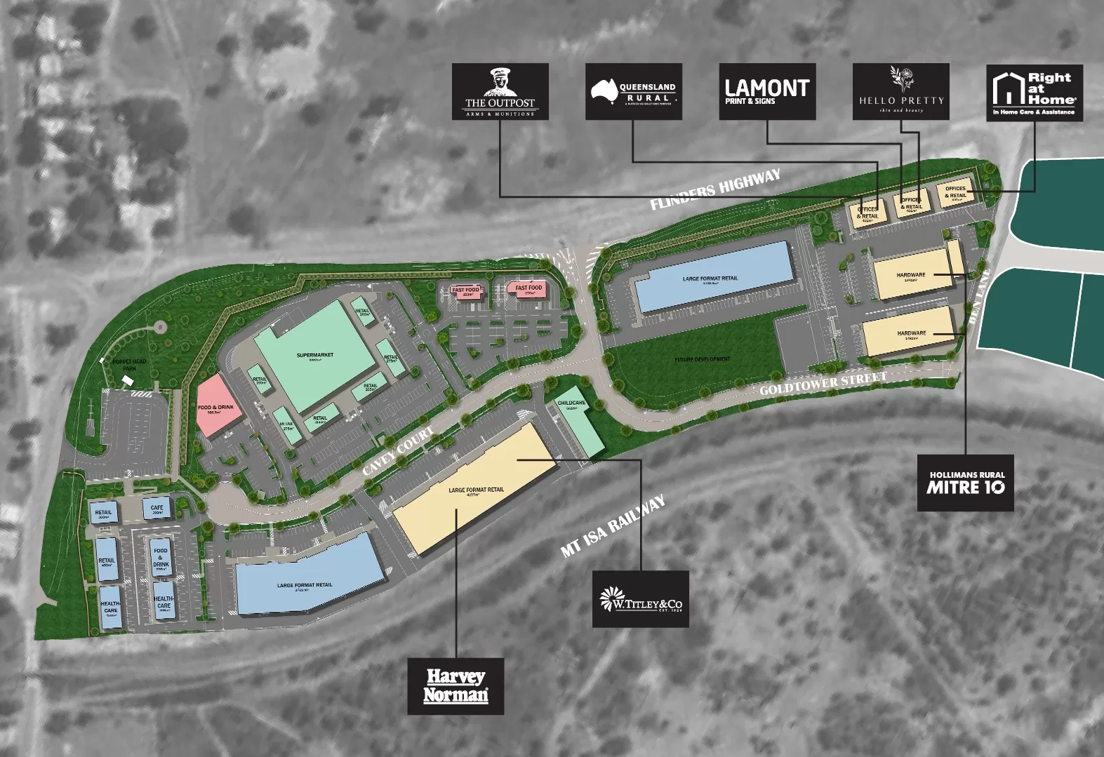 Map of the Goldtower Central precinct